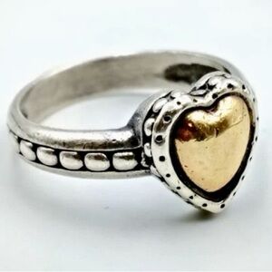 Carol Felley Sterling and 14k Gold Heart Ring